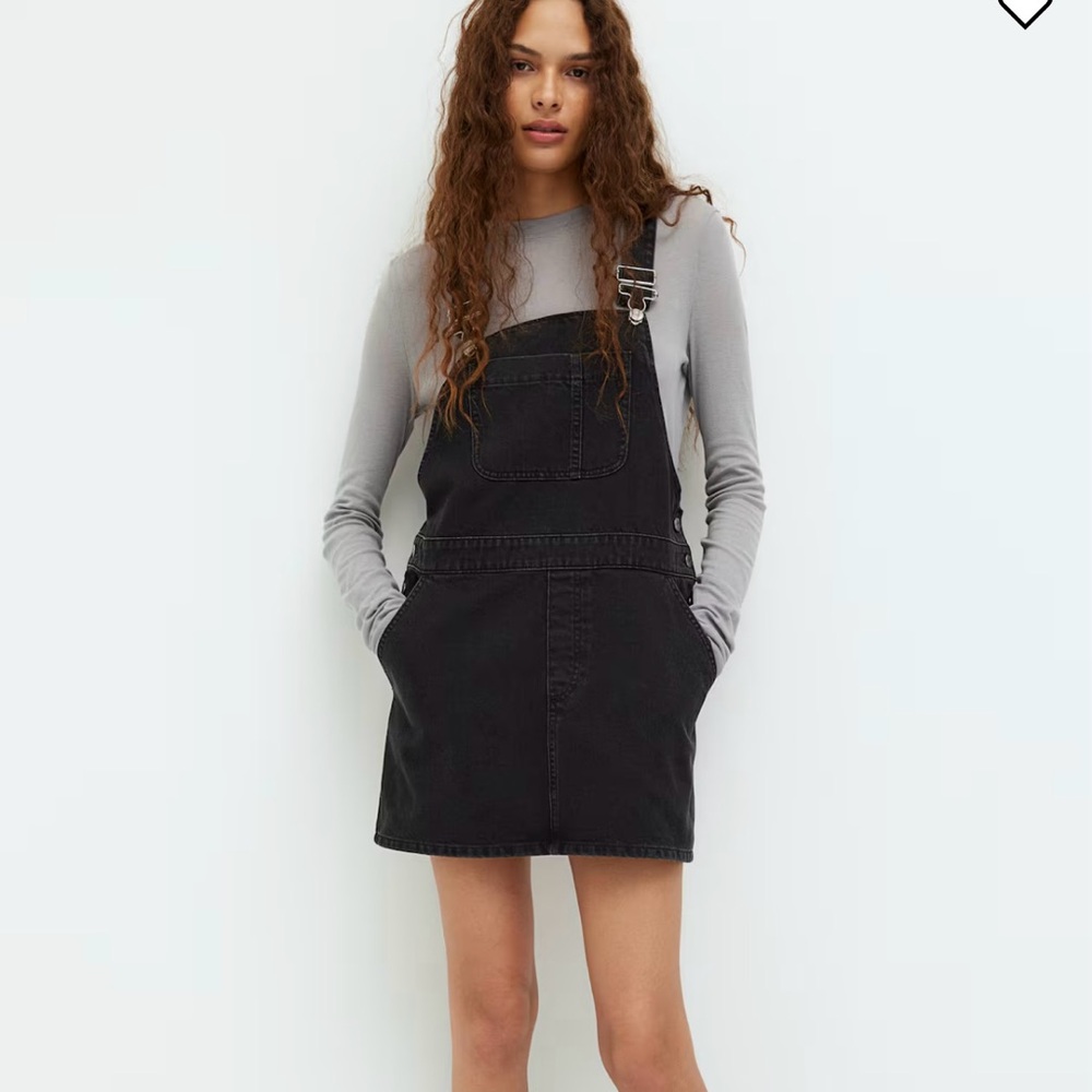 H&M Black Denim Overall Dress